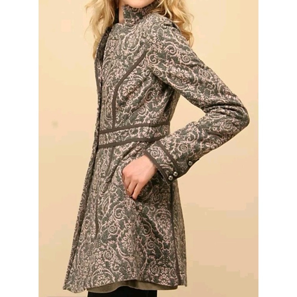 Free People Tapestry Jacket Damask Floral Jacquard Coat Size 8 Boho Structured